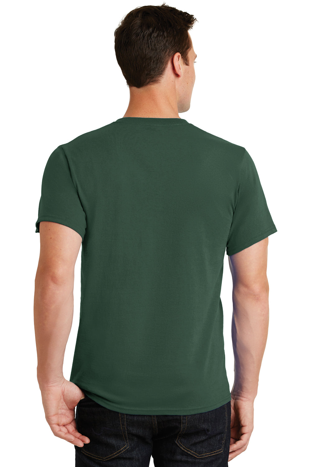 Port & Company PC61 Mens Essential Short Sleeve Crewneck T-Shirt Forest Green Back