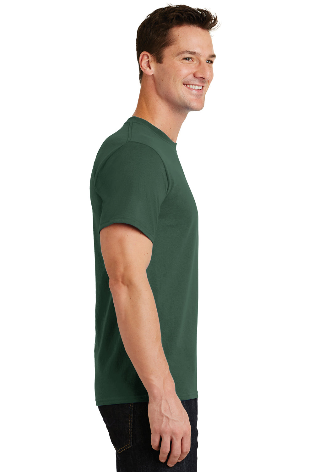 Port & Company PC61 Mens Essential Short Sleeve Crewneck T-Shirt Forest Green Side