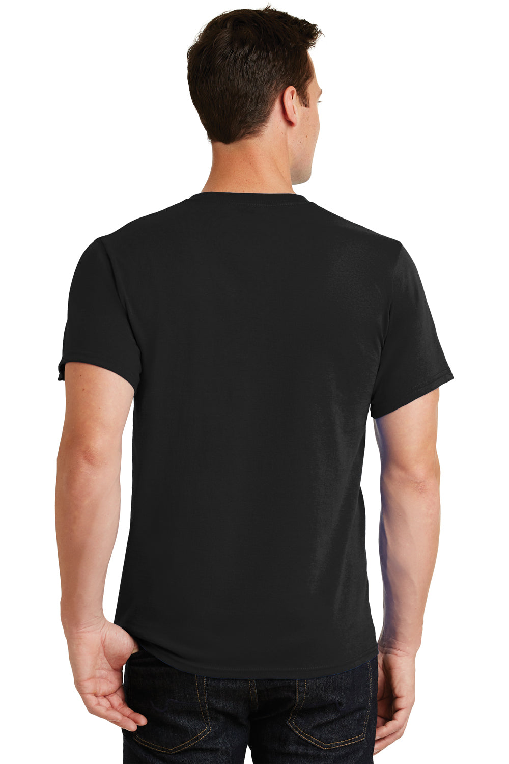 Port & Company PC61 Mens Essential Short Sleeve Crewneck T-Shirt Black Back