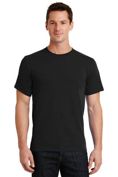 Port & Company PC61 Mens Essential Short Sleeve Crewneck T-Shirt Black Front