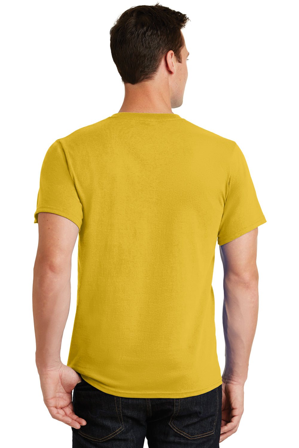 Port & Company PC61 Mens Essential Short Sleeve Crewneck T-Shirt Lemon Yellow Back