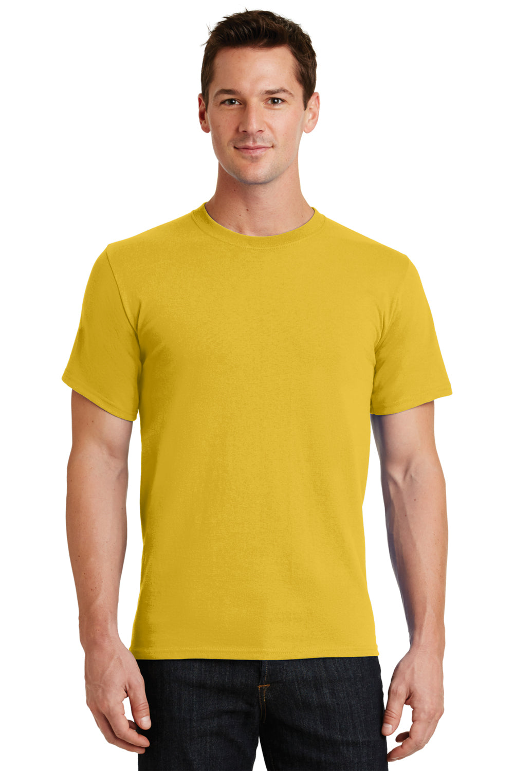Port & Company PC61 Mens Essential Short Sleeve Crewneck T-Shirt Lemon Yellow Front