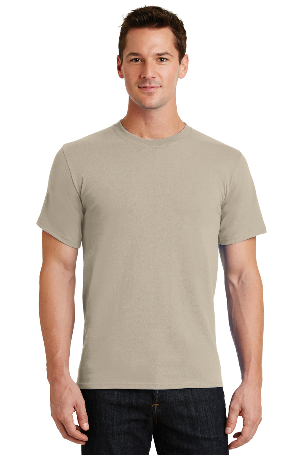 Port & Company PC61 Mens Essential Short Sleeve Crewneck T-Shirt Light Sand Brown Front