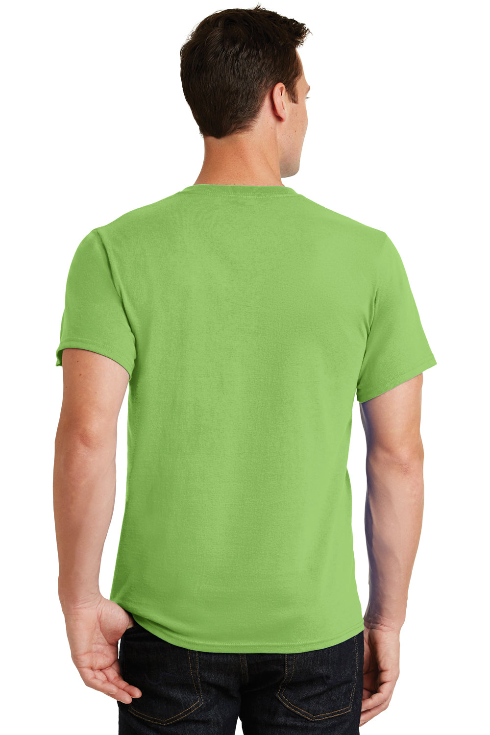 Port & Company PC61 Mens Essential Short Sleeve Crewneck T-Shirt Lime Green Back
