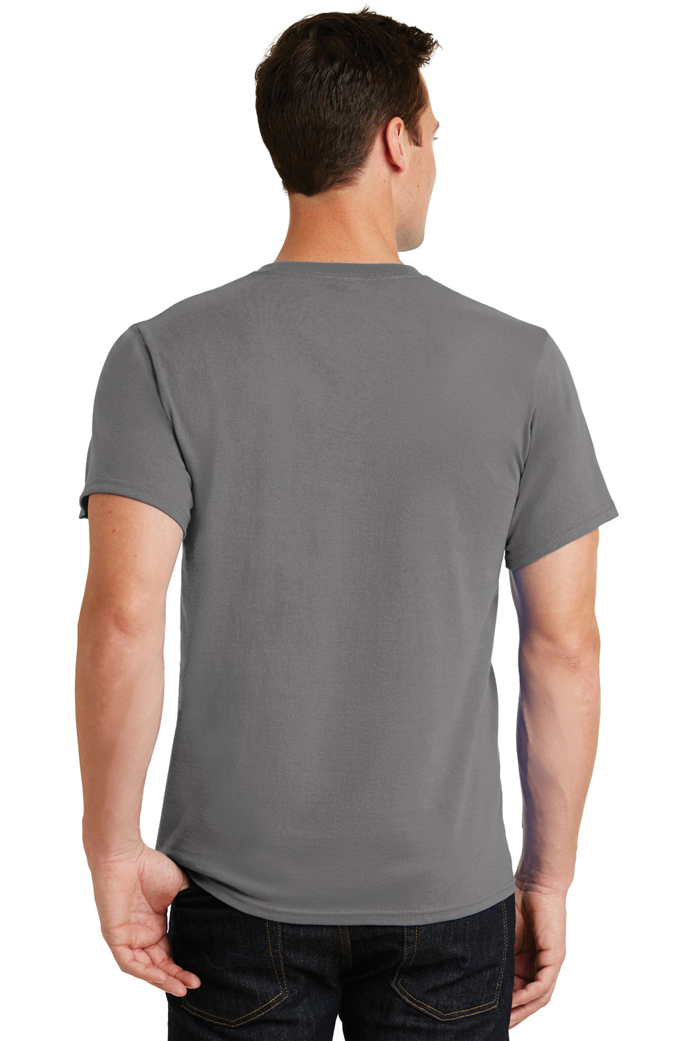 Port & Company PC61 Mens Essential Short Sleeve Crewneck T-Shirt Medium Grey Back
