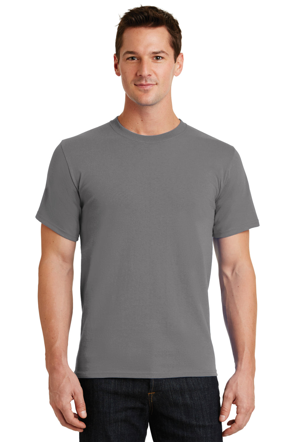 Port & Company PC61 Mens Essential Short Sleeve Crewneck T-Shirt Medium Grey Front
