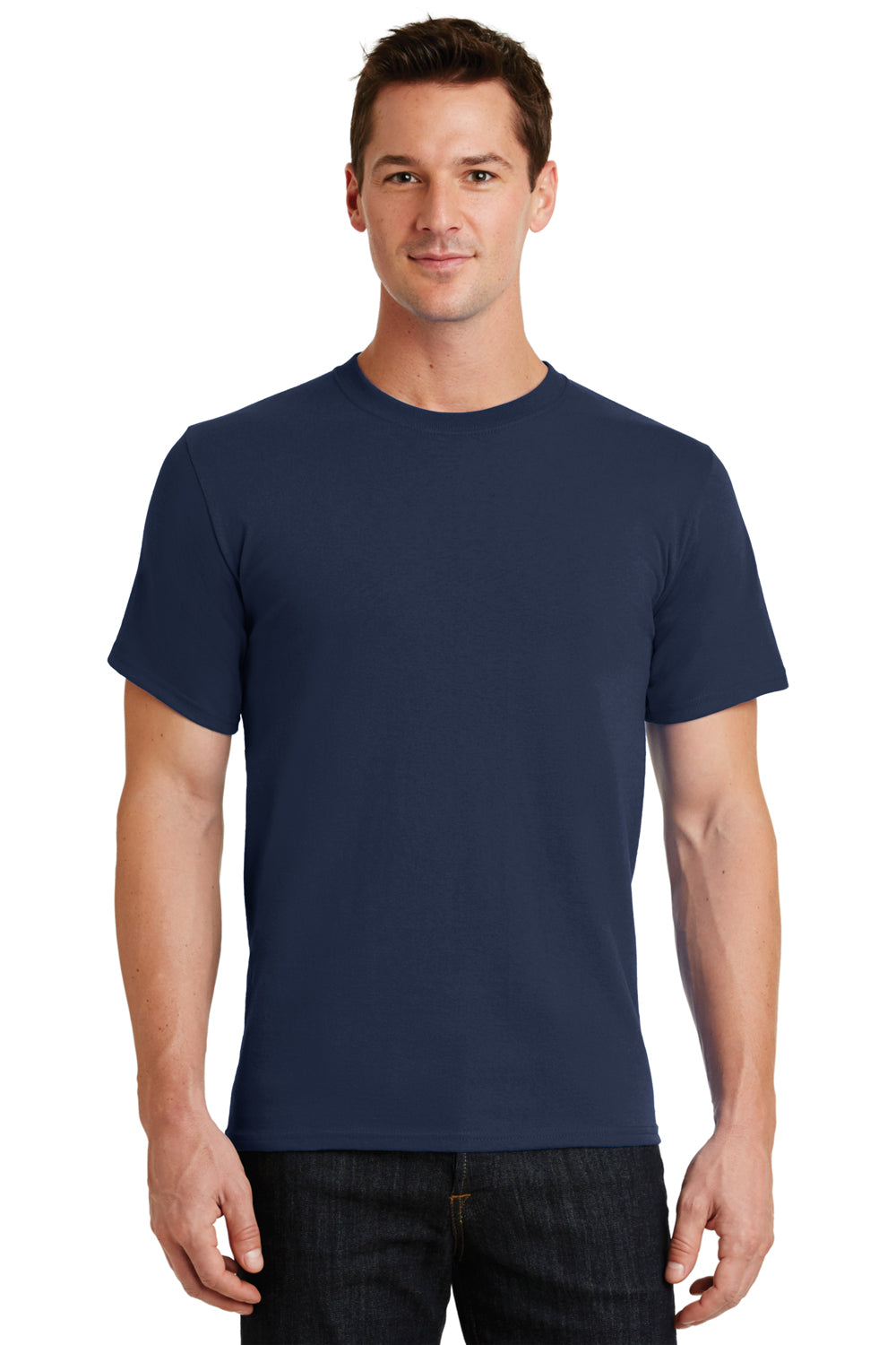 Port & Company PC61 Mens Essential Short Sleeve Crewneck T-Shirt Navy Blue Front