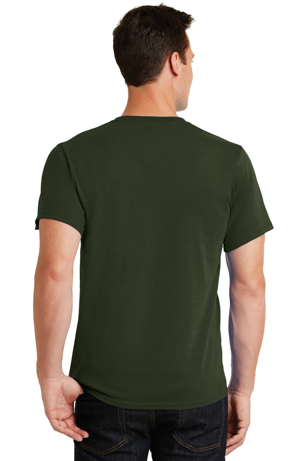 Port & Company PC61 Mens Essential Short Sleeve Crewneck T-Shirt Olive Green Back