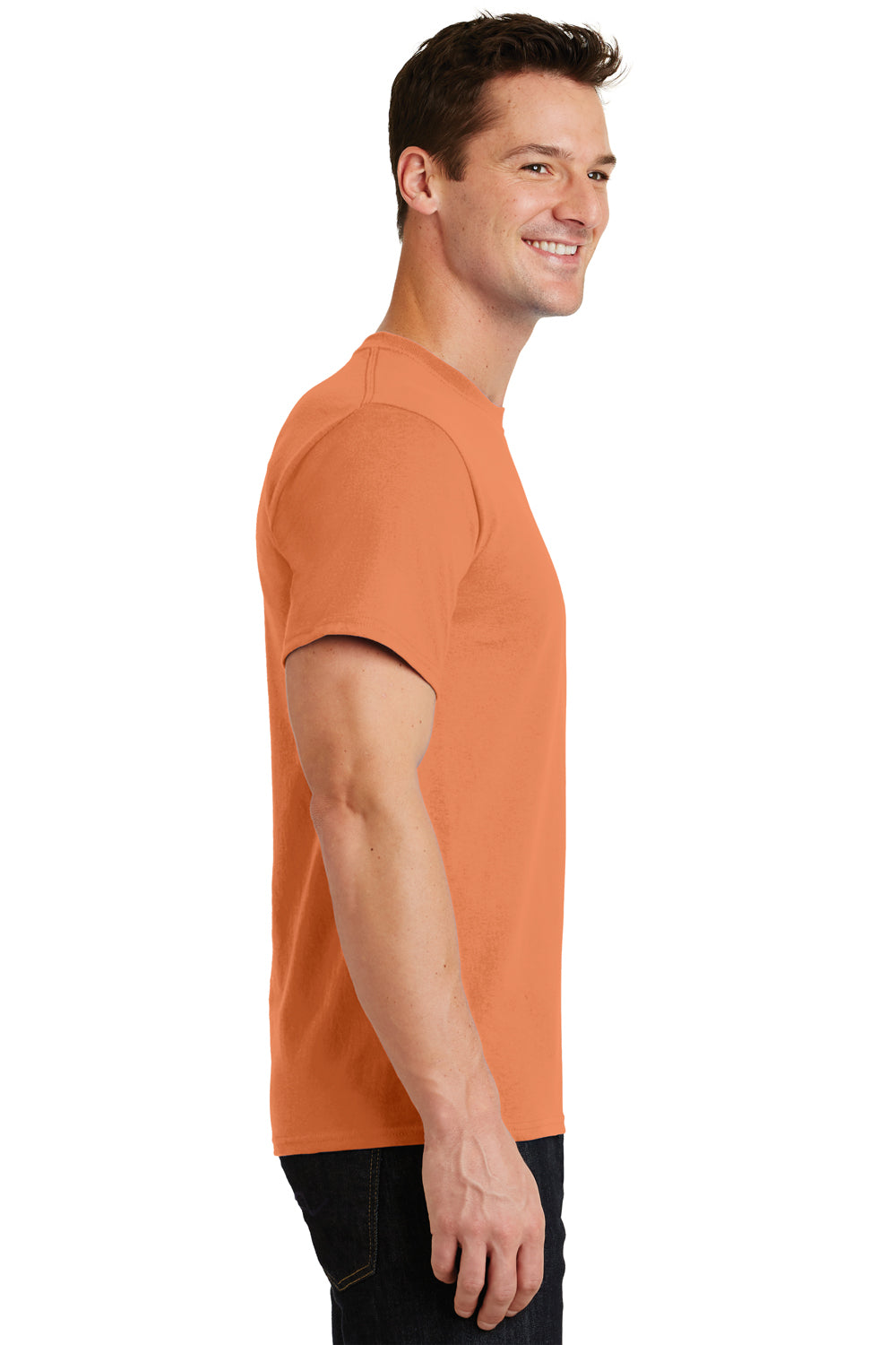 Port & Company PC61 Mens Essential Short Sleeve Crewneck T-Shirt Orange Sherbet Side