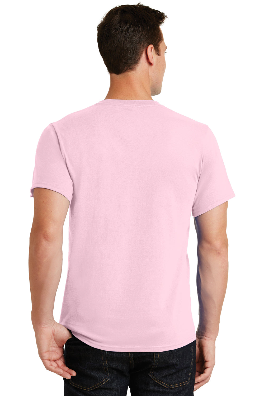 Port & Company PC61 Mens Essential Short Sleeve Crewneck T-Shirt Pale Pink Back