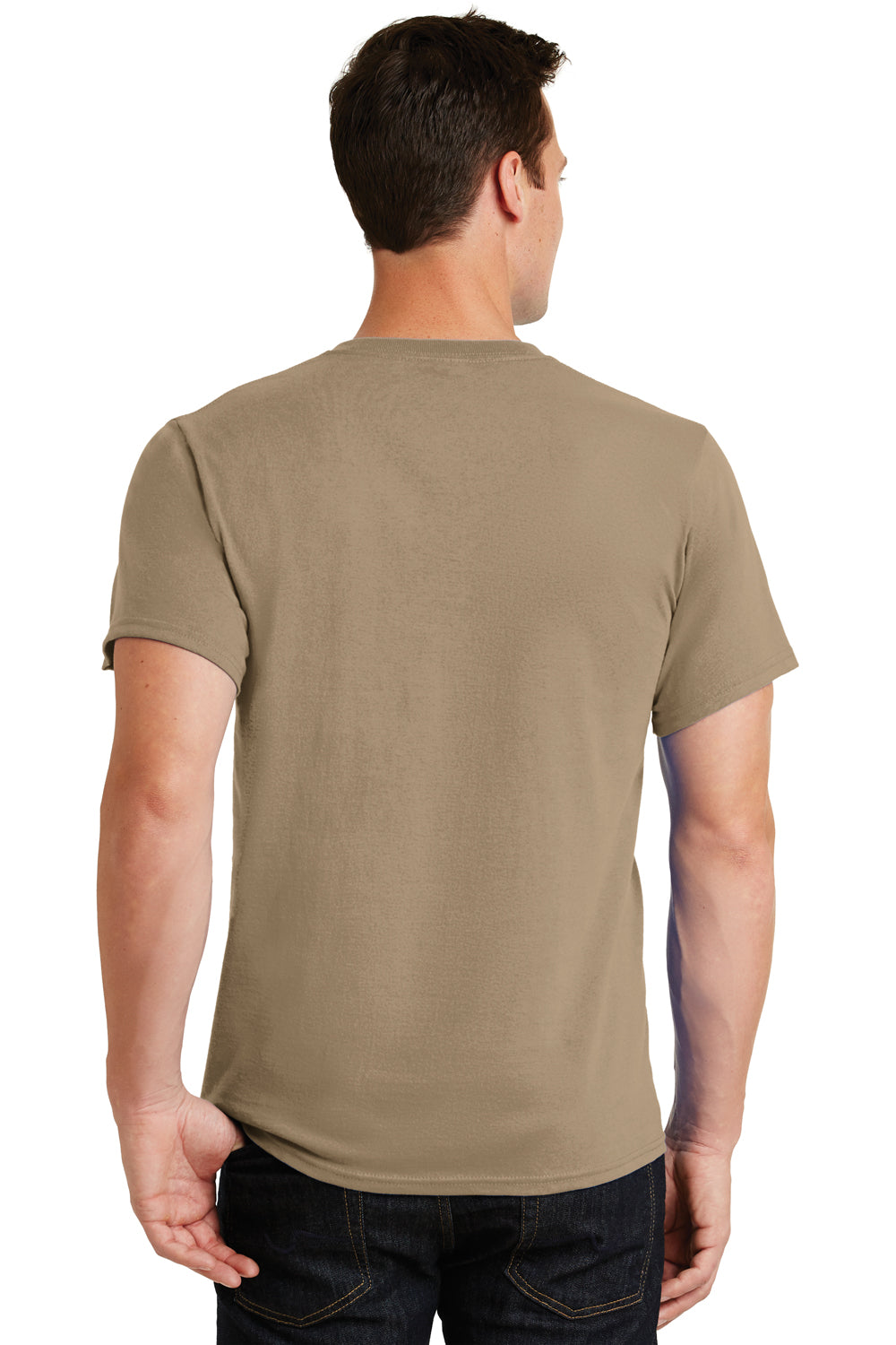 Port & Company PC61 Mens Essential Short Sleeve Crewneck T-Shirt Sand Brown Back