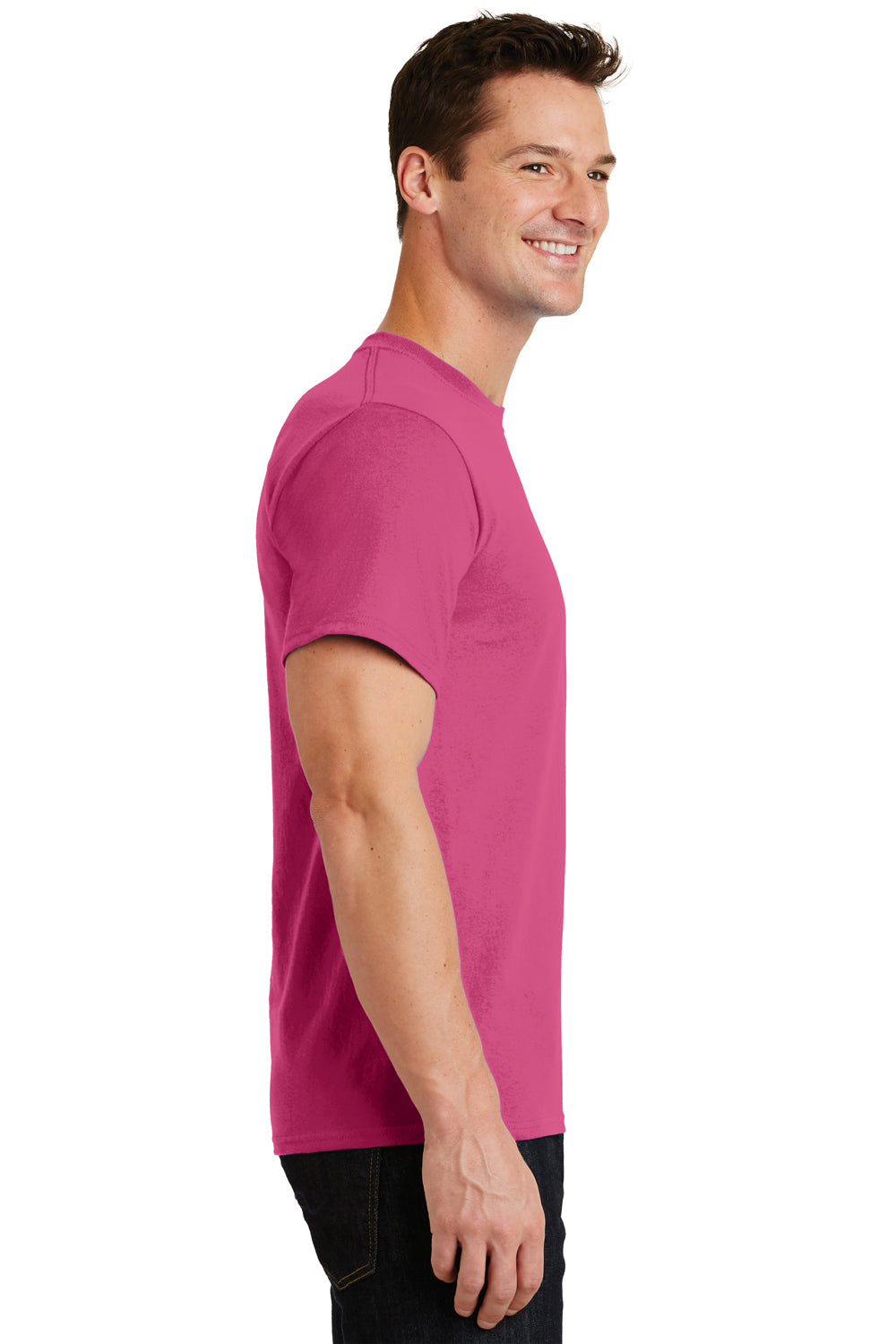 Port & Company PC61 Mens Essential Short Sleeve Crewneck T-Shirt Sangria Pink Side