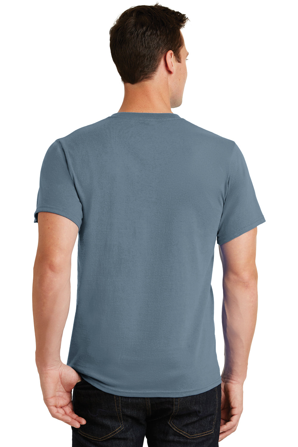 Port & Company PC61 Mens Essential Short Sleeve Crewneck T-Shirt Stonewashed Blue Back