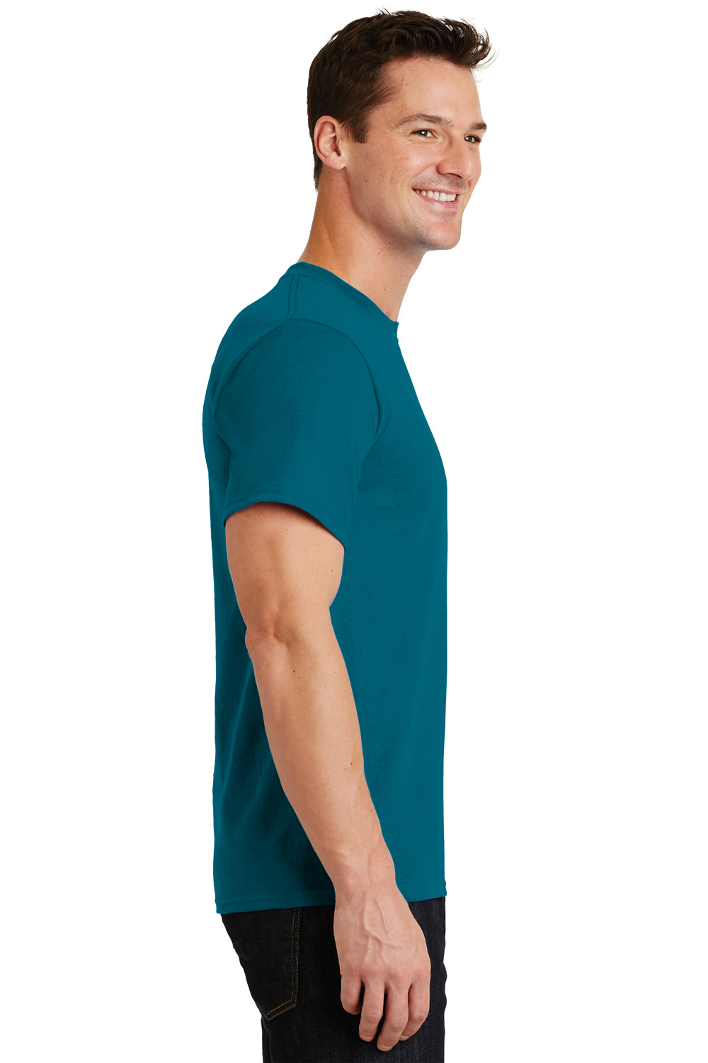 Port & Company PC61 Mens Essential Short Sleeve Crewneck T-Shirt Teal Blue Side