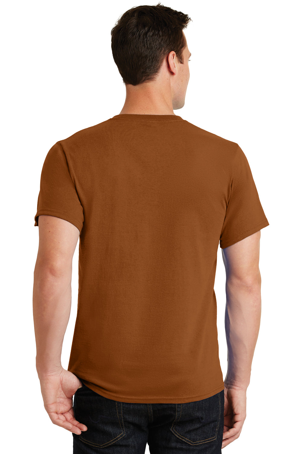 Port & Company PC61 Mens Essential Short Sleeve Crewneck T-Shirt Texas Orange Back