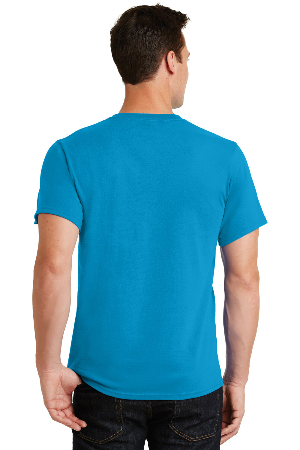 Port & Company PC61 Mens Essential Short Sleeve Crewneck T-Shirt Turquoise Blue Back