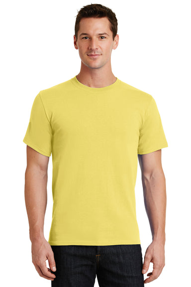 Port & Company PC61 Mens Essential Short Sleeve Crewneck T-Shirt Yellow Front