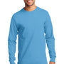 Port & Company Mens Essential Long Sleeve Crewneck T-Shirt - Aquatic Blue