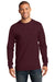 Port & Company PC61LS Mens Essential Long Sleeve Crewneck T-Shirt Maroon Front