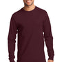 Port & Company Mens Essential Long Sleeve Crewneck T-Shirt - Athletic Maroon