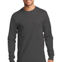 Port & Company Mens Essential Long Sleeve Crewneck T-Shirt - Charcoal Grey
