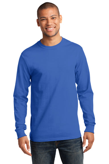 Port & Company PC61LS Mens Essential Long Sleeve Crewneck T-Shirt Royal Blue Front