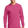 Port & Company Mens Essential Long Sleeve Crewneck T-Shirt - Sangria Pink
