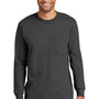 Port & Company Mens Essential Long Sleeve Crewneck T-Shirt w/ Pocket - Charcoal Grey