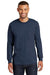 Port & Company PC61LSP Mens Essential Long Sleeve Crewneck T-Shirt w/ Pocket Navy Blue Front