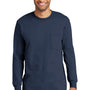 Port & Company Mens Essential Long Sleeve Crewneck T-Shirt w/ Pocket - Navy Blue