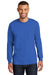 Port & Company PC61LSP Mens Essential Long Sleeve Crewneck T-Shirt w/ Pocket Royal Blue Front