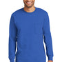 Port & Company Mens Essential Long Sleeve Crewneck T-Shirt w/ Pocket - Royal Blue