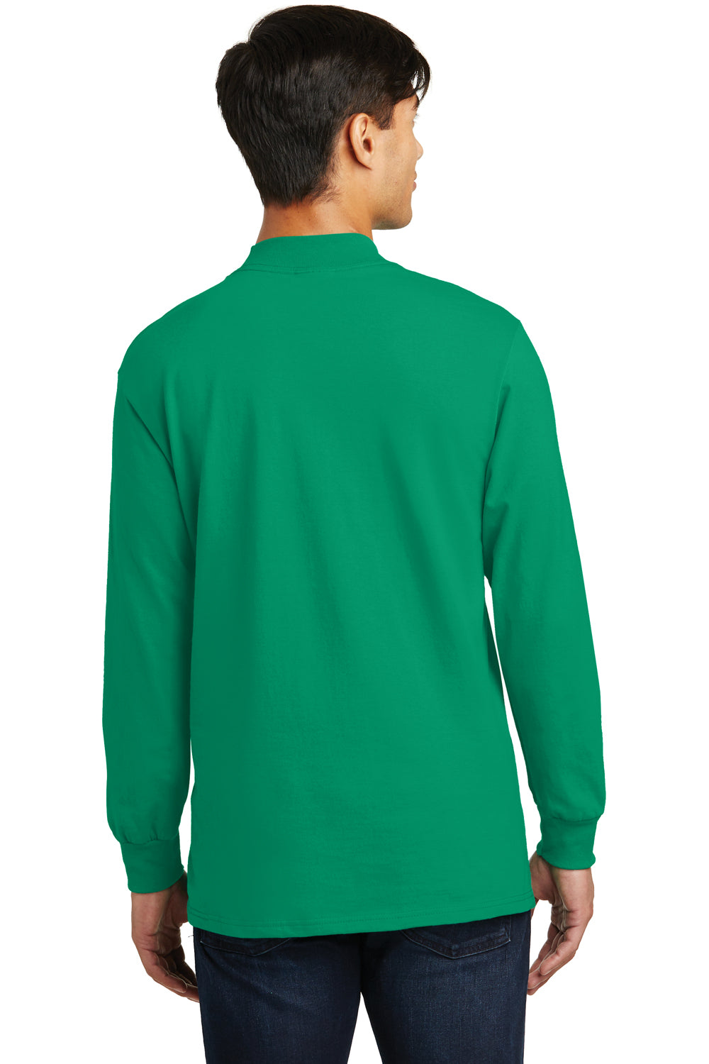 Port & Company PC61M Mens Essential Long Sleeve Mock Neck T-Shirt Kelly Green Back