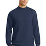 Port & Company Mens Essential Long Sleeve Mock Neck T-Shirt - Navy Blue