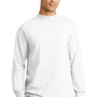 Port & Company Mens Essential Long Sleeve Mock Neck T-Shirt - White