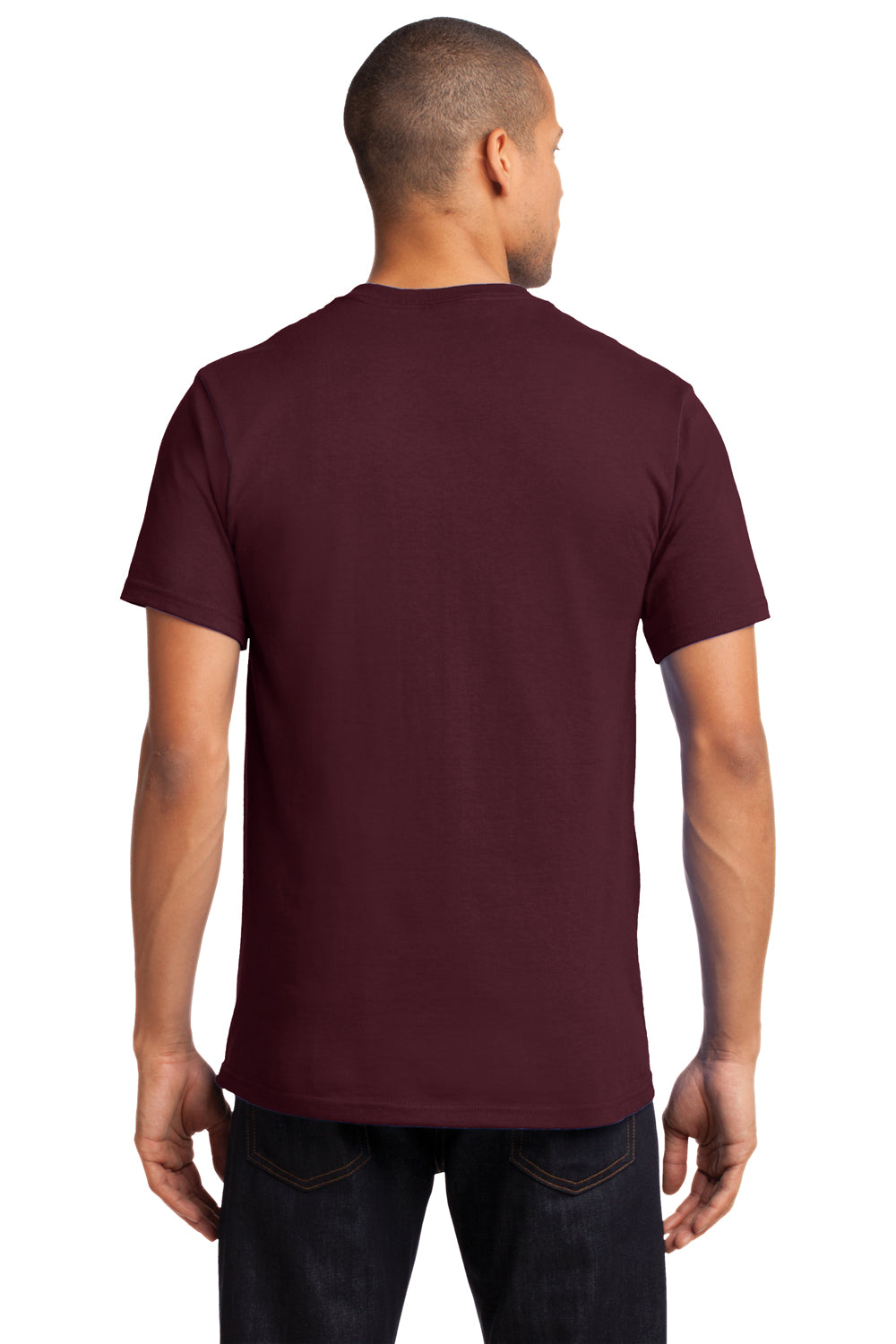 Port & Company PC61P Mens Essential Short Sleeve Crewneck T-Shirt w/ Pocket Maroon Back