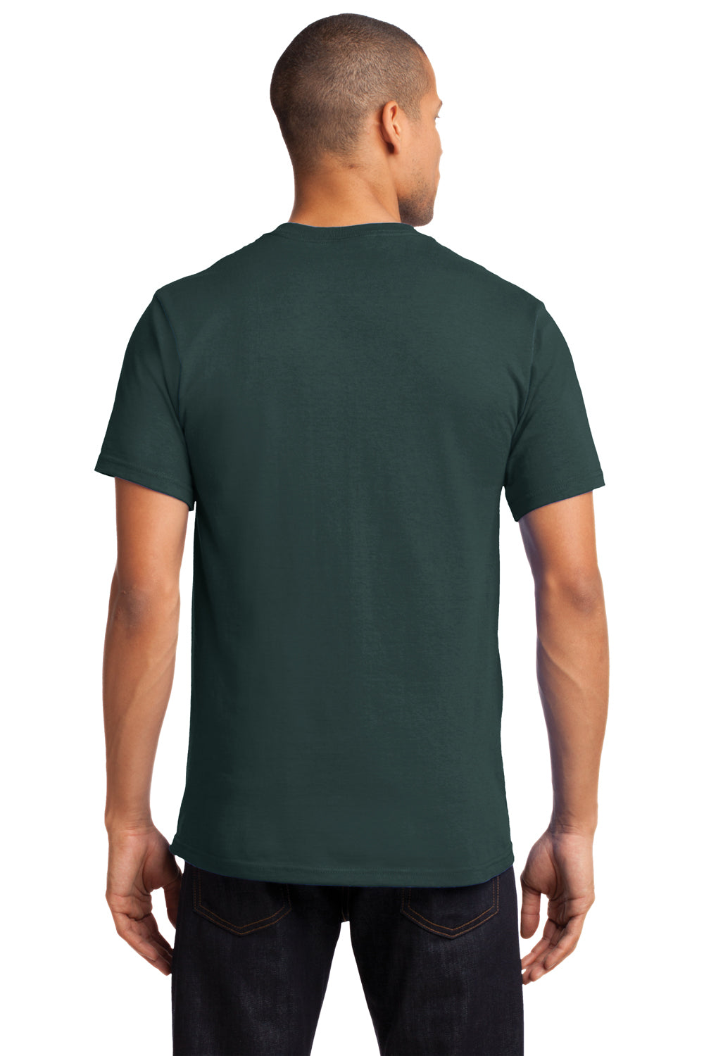 Port & Company PC61P Mens Essential Short Sleeve Crewneck T-Shirt w/ Pocket Dark Green Back