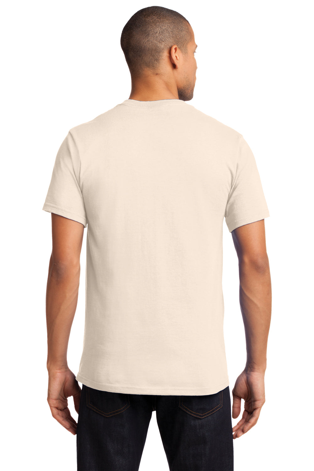 Port & Company PC61P Mens Essential Short Sleeve Crewneck T-Shirt w/ Pocket Natural Back
