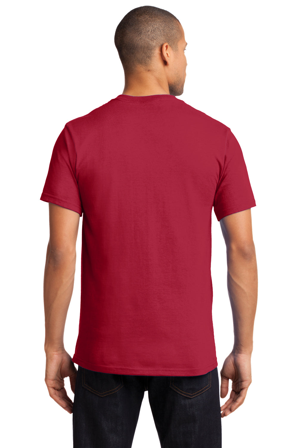 Port & Company PC61P Mens Essential Short Sleeve Crewneck T-Shirt w/ Pocket Red Back