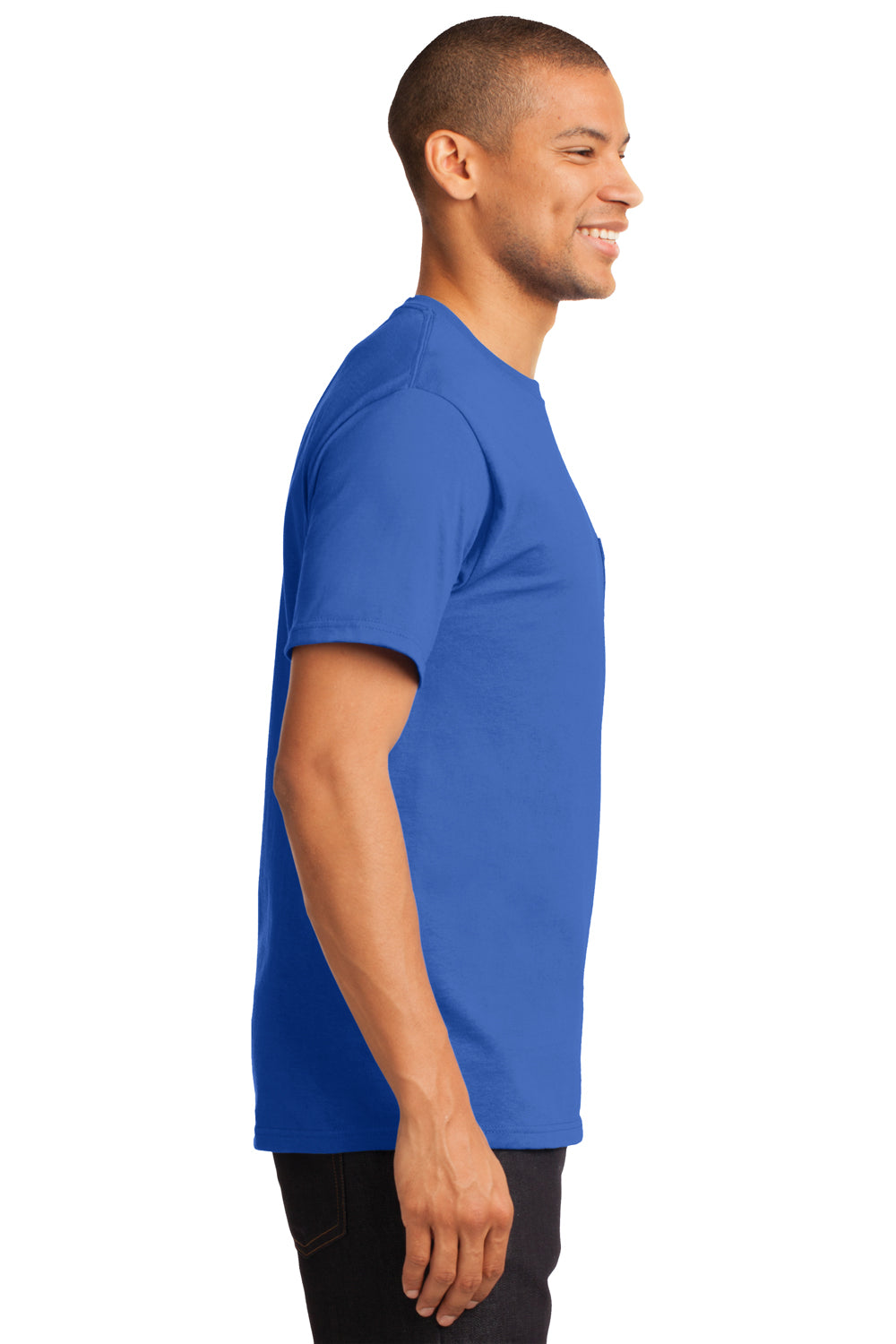 Port & Company PC61P Mens Essential Short Sleeve Crewneck T-Shirt w/ Pocket Royal Blue Side