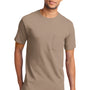 Port & Company Mens Essential Short Sleeve Crewneck T-Shirt w/ Pocket - Sand