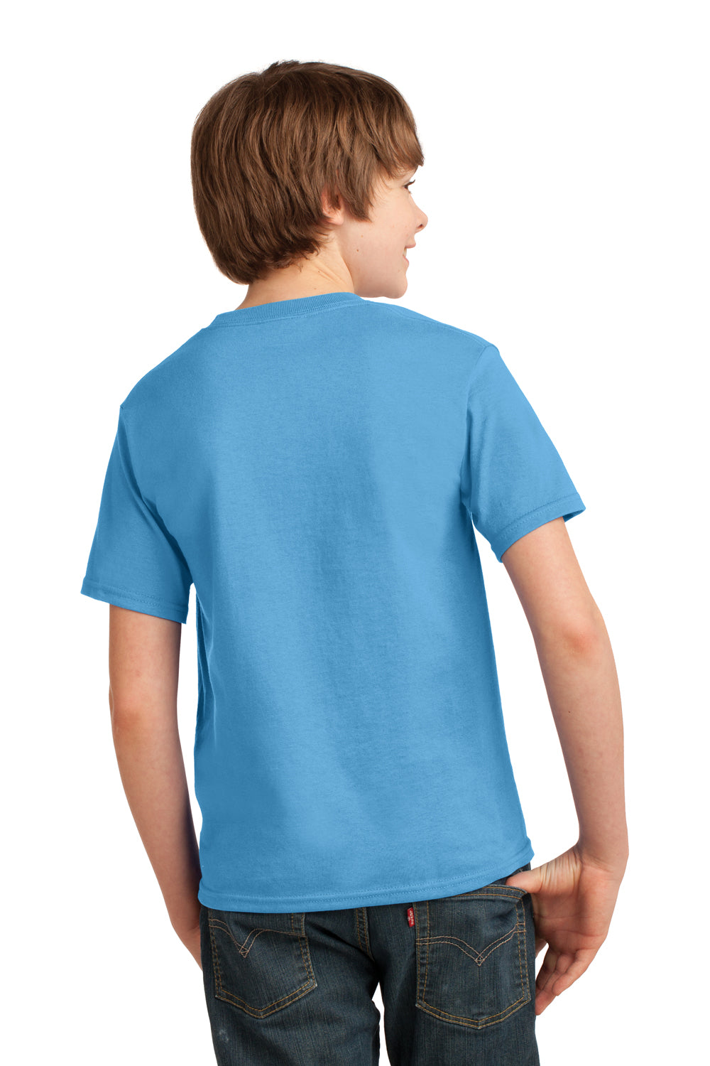 Port & Company PC61Y Youth Essential Short Sleeve Crewneck T-Shirt Aqua Blue Back