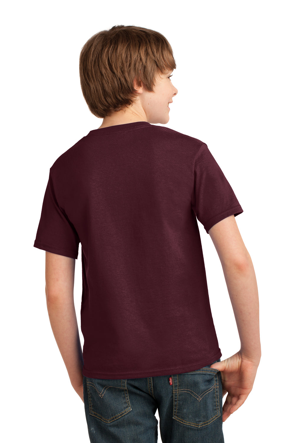 Port & Company PC61Y Youth Essential Short Sleeve Crewneck T-Shirt Maroon Back