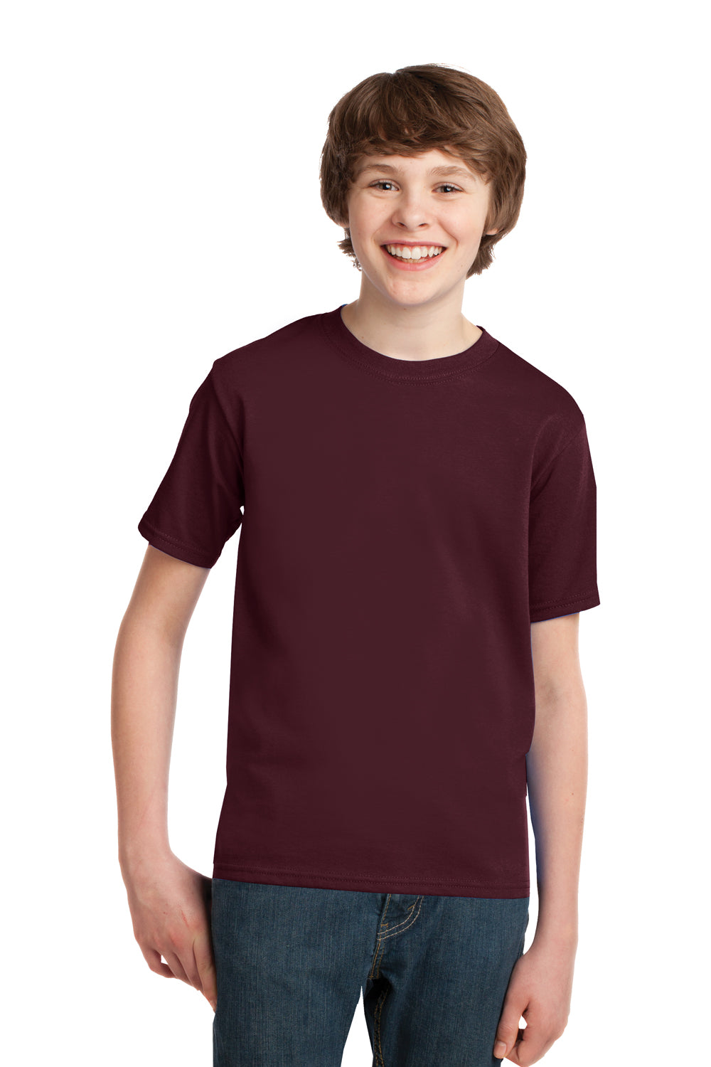 Port & Company PC61Y Youth Essential Short Sleeve Crewneck T-Shirt Maroon Front