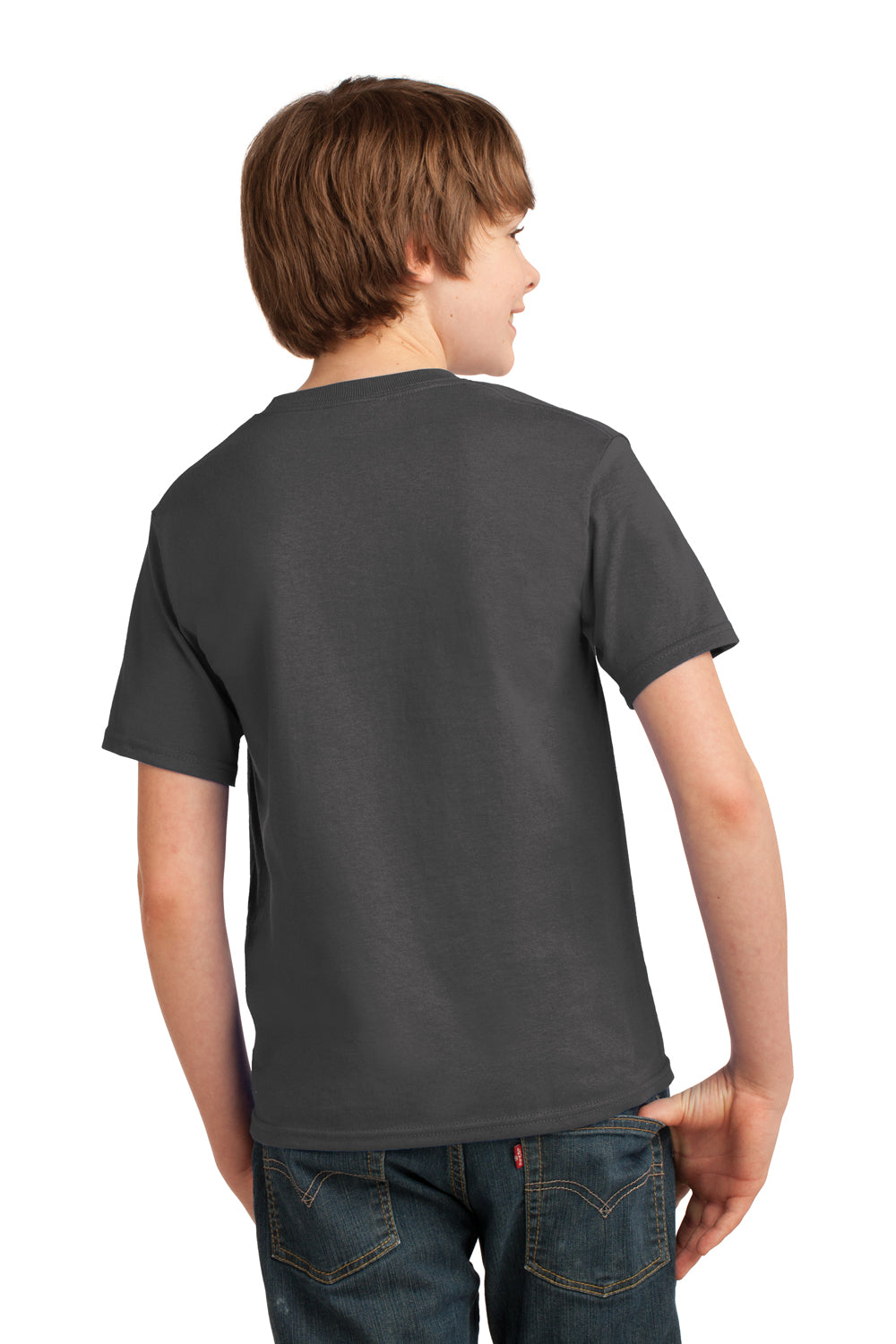 Port & Company PC61Y Youth Essential Short Sleeve Crewneck T-Shirt Charcoal Grey Back