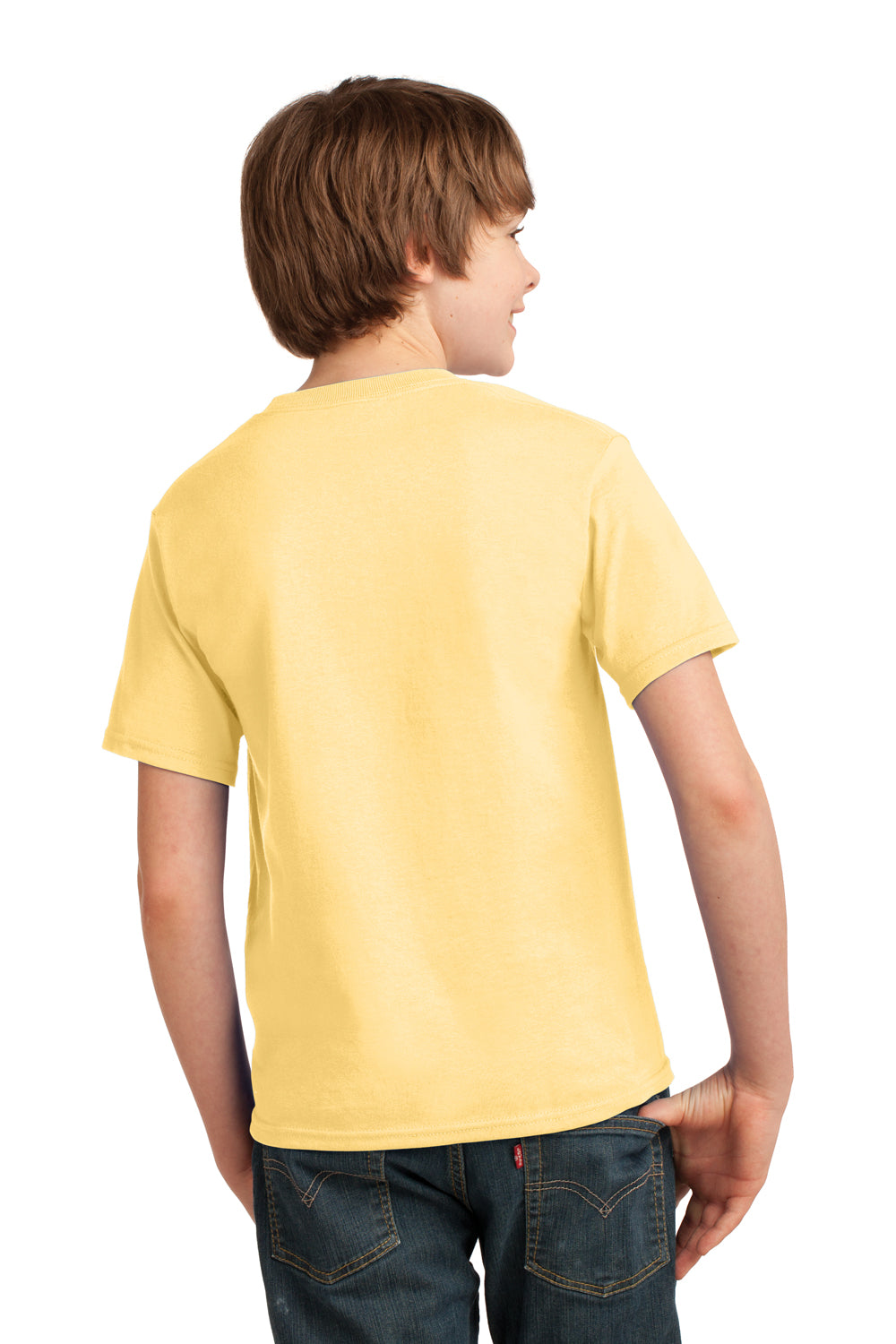 Port & Company PC61Y Youth Essential Short Sleeve Crewneck T-Shirt Daffodil Yellow Back