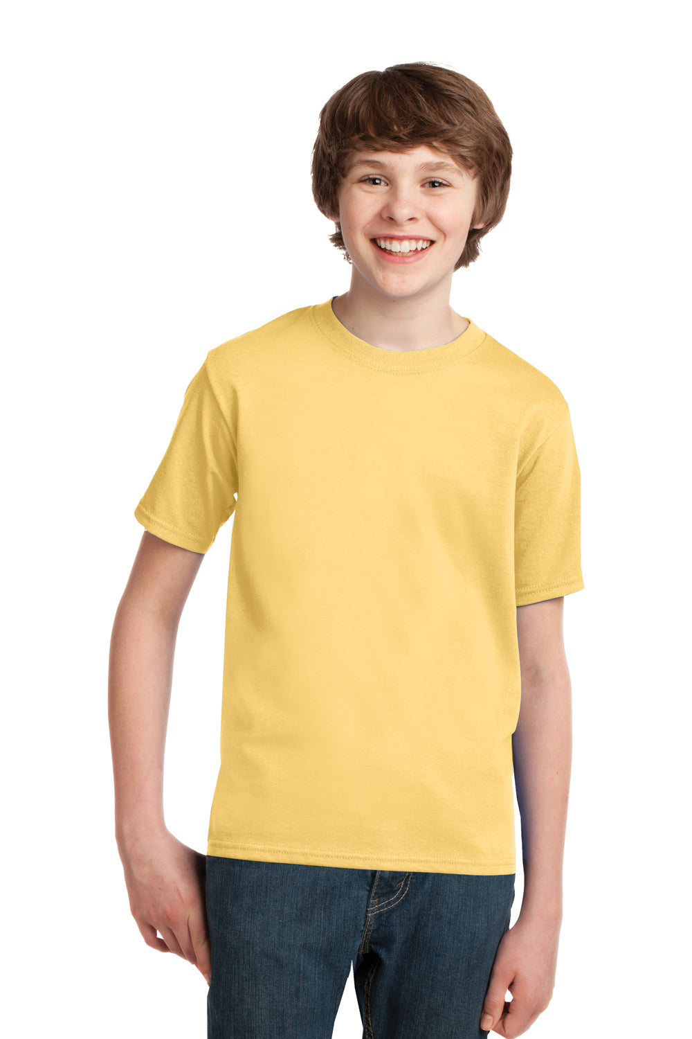 Port & Company PC61Y Youth Essential Short Sleeve Crewneck T-Shirt Daffodil Yellow Front