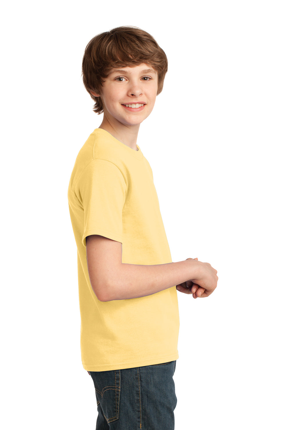 Port & Company PC61Y Youth Essential Short Sleeve Crewneck T-Shirt Daffodil Yellow Side