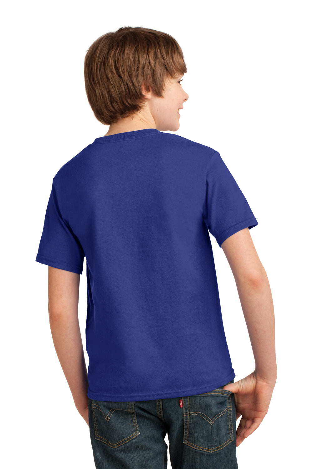 Port & Company PC61Y Youth Essential Short Sleeve Crewneck T-Shirt Deep Marine Blue Back
