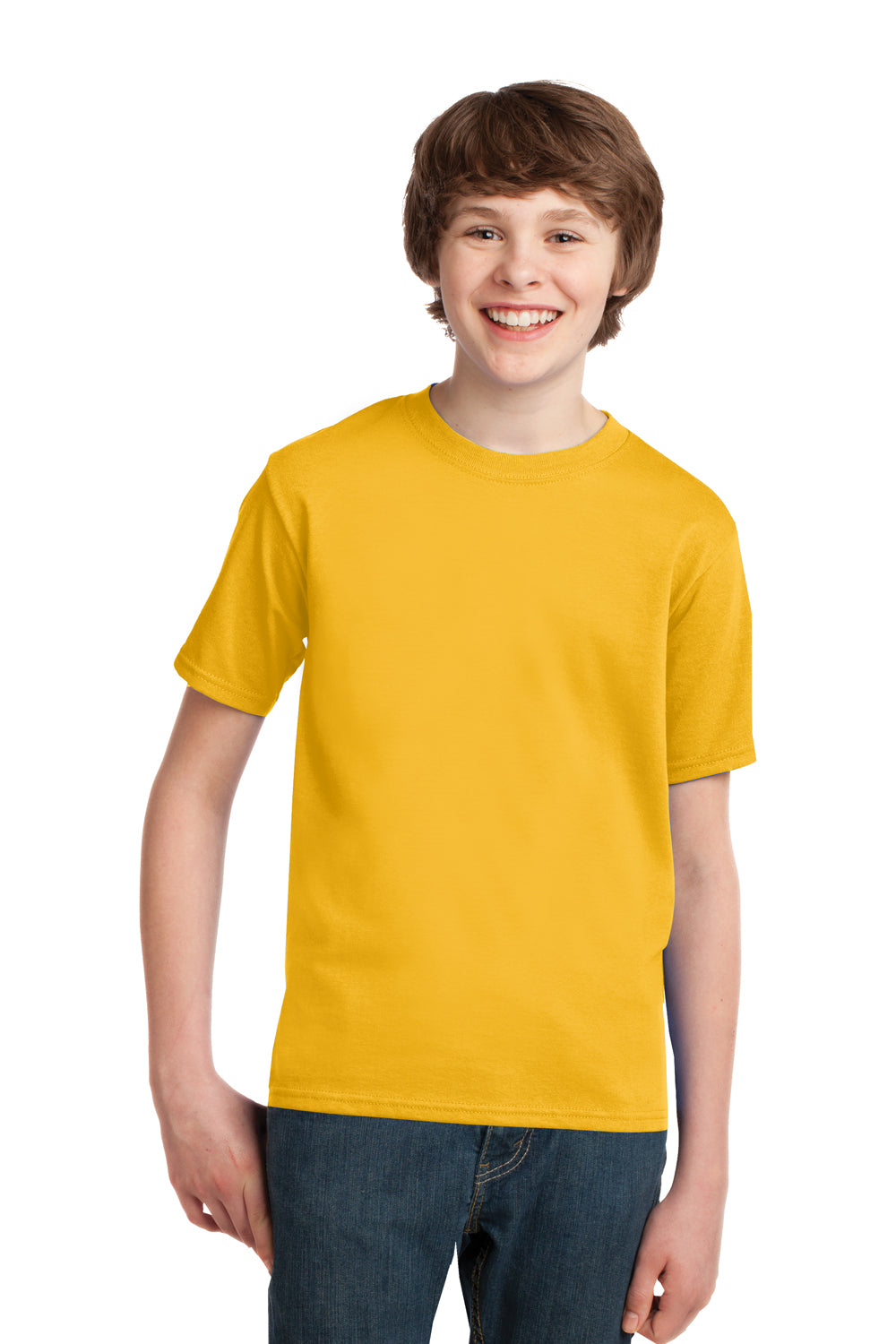 Port & Company PC61Y Youth Essential Short Sleeve Crewneck T-Shirt Lemon Yellow Front